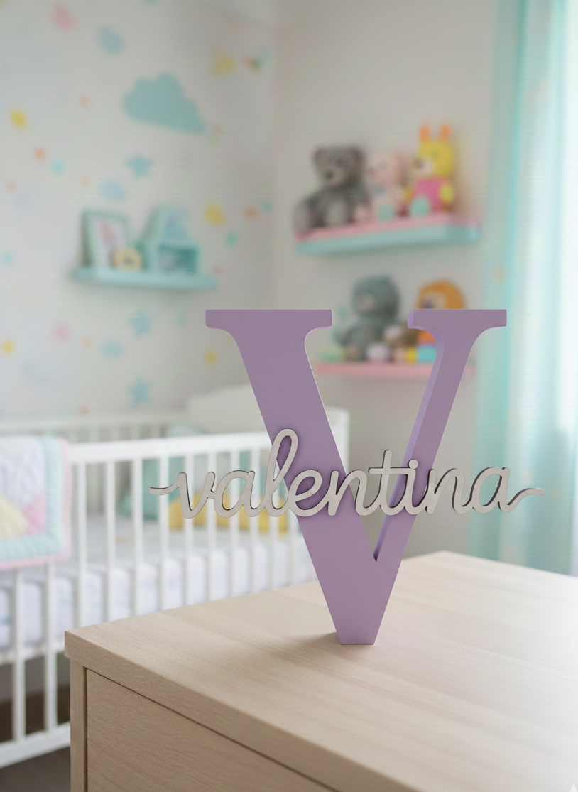 INICIAL 3D + NOMBRE EN MADERA