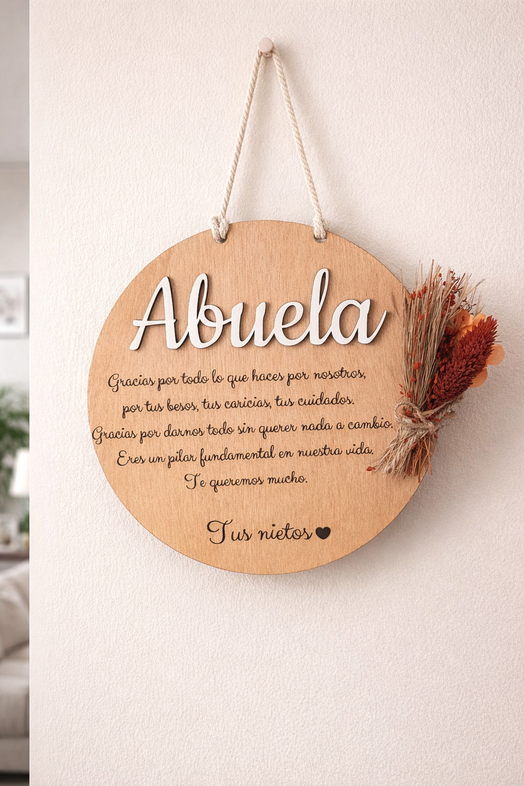 PLACA DE MADERA "ABUELA" PERSONALIZADA ❤️